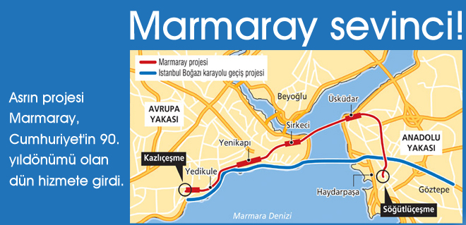 Asrın projesi Marmaray, Cumhuriyet'in 90. yıldönümü olan dün hizmete girdi.