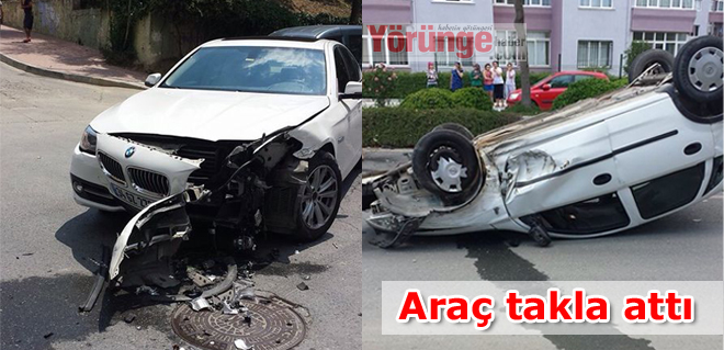 Araç takla attı
