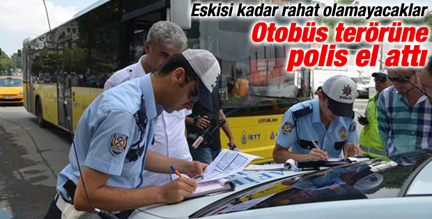 Polis otobüs şoförlerine ceza kesti