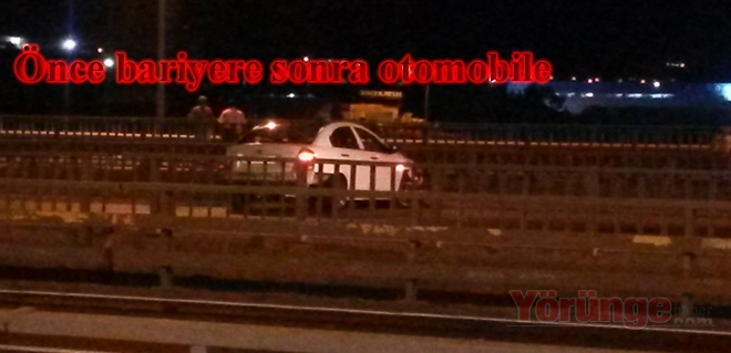 Önce bariyere sonra otomobile