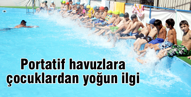Portatif havuzlara çocuklardan yoğun ilgi