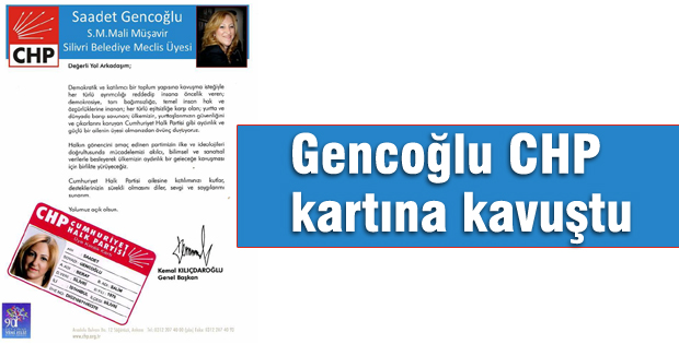 Gencoğlu CHP kartına kavuştu