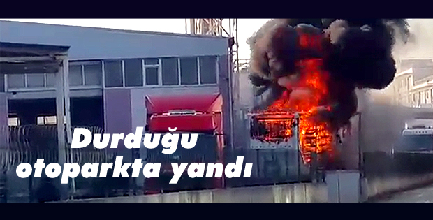 Durduğu otoparkta yandı