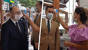 Kaymakam Özel ve Başkan Yılmaz maske denetimi yaptı