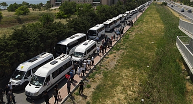 142 araç 3000 kişi ile havalimanına gittiler