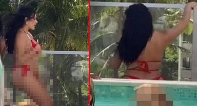 Aile su parkında tanga ile twerk yaptı