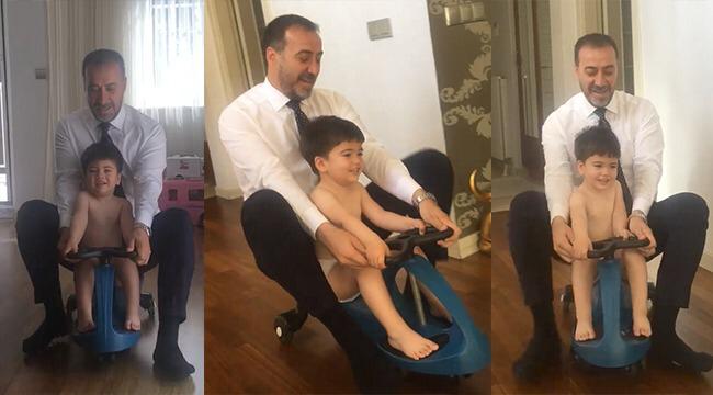 Başkan Yılmaz oğlu Efe ile scootera bindi