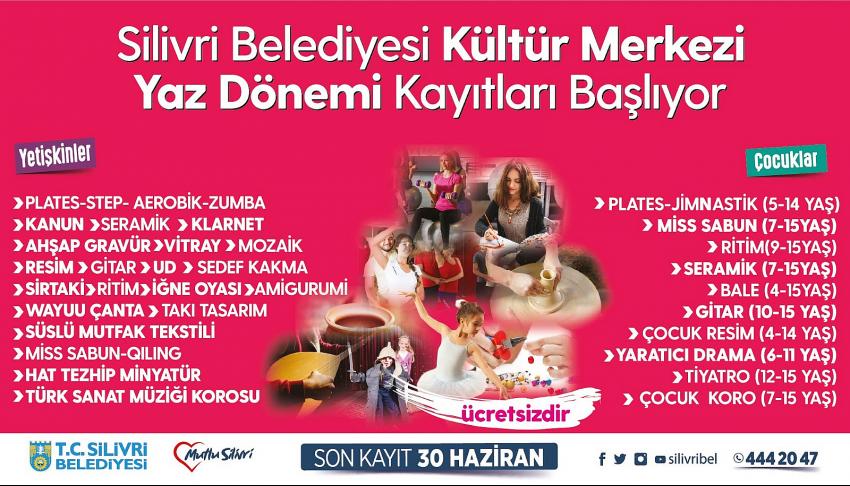 Kültür merkezi ücretsiz yaz dönemi kurs kayıtları başladı