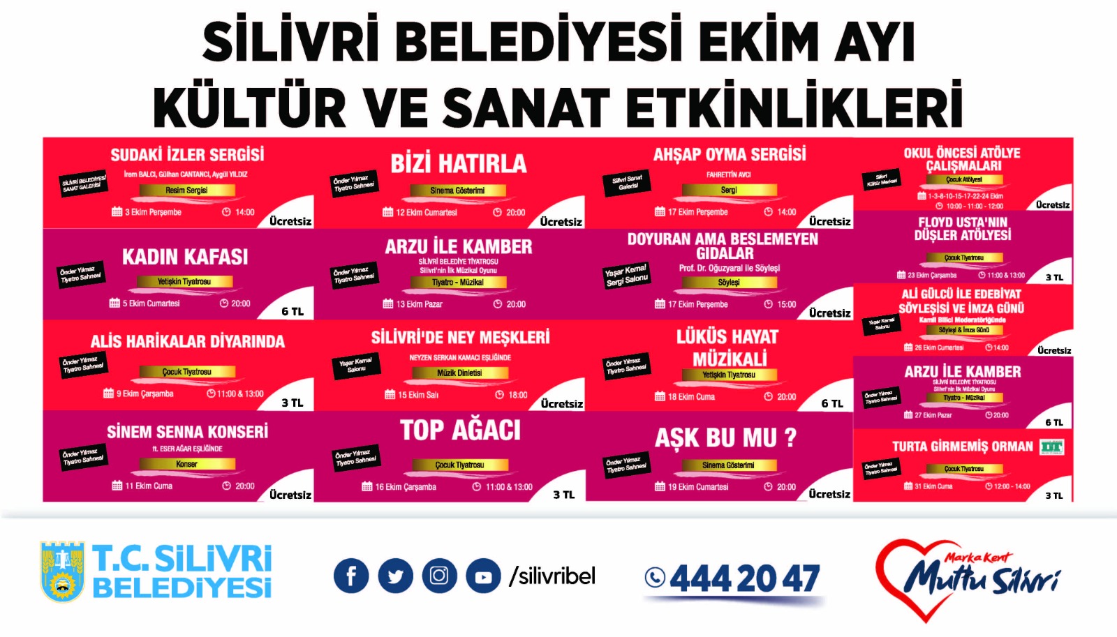 Ekim ayı kültür sanat takvimi yayınlandı