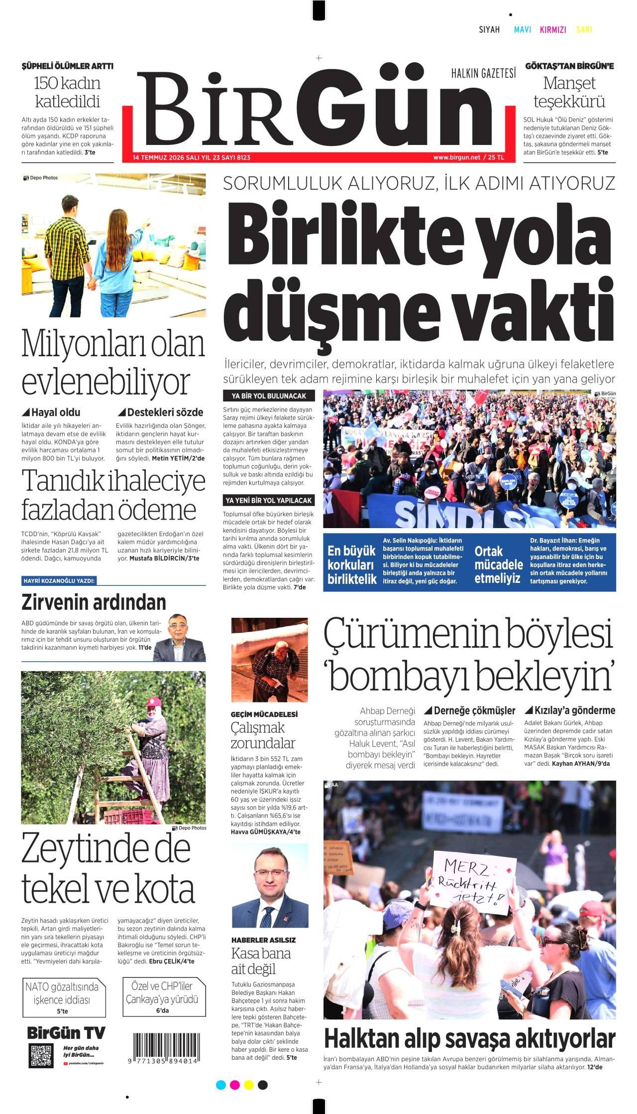 Birgün Gazetesi Gazete Manşeti